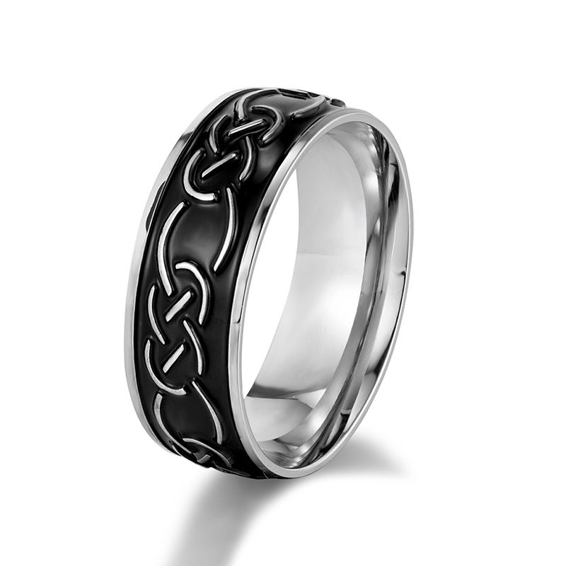 Direct Selling Stainless Steel Simple Knot Pattern Titanium Steel Ring Men And Women Personality Punk Retro Ring - Image 5